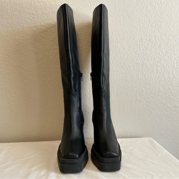 NWT, Gia Borghini Made in Italy Knee-High Leather Black Platform Boots, 36 EU - Picture 4 of 14